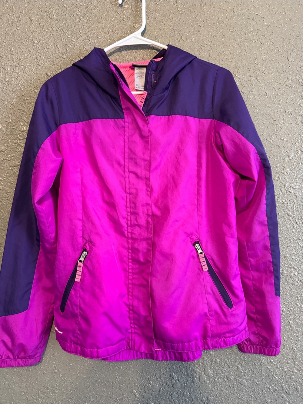 Champion Girls' Hooded Two-Tone Pink & Purple Rain Jacket